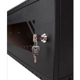 Rack Cabinet 19" 4U, 450mm, Glass Door, Black